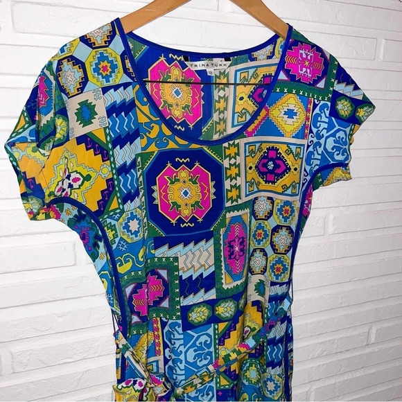 Trina Turk Colorful Patterned Silk Shift Dress, Women’s Size 0 - Picture 2 of 9